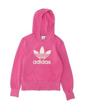 ADIDAS Womens Graphic Hoodie Jumper IT 40 Small Pink Cotton CA19