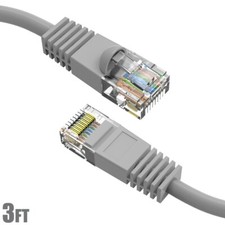 3FT Cat5E RJ45 Ethernet LAN Network UTP Snagless Patch Cable Pure Copper Gray