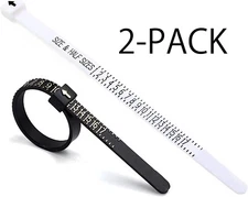 2 Pack Plastic Ring Sizers - US RING SIZES - Black & White - Couple Ring Sizing