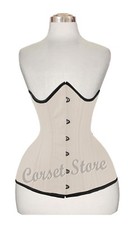 Heavy Duty Double Steel Boned Under Bust Long Line Cotton Corset 8422-C-BM
