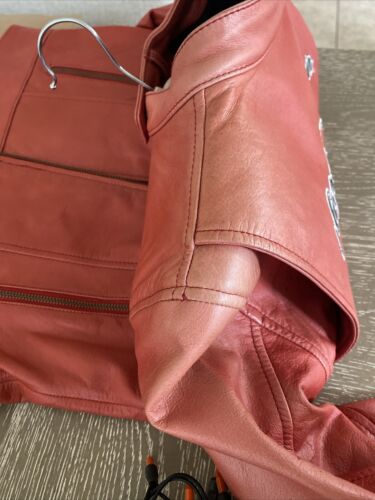 VINTAGE 2008 HARLEY DAVIDSON WOMEN'S LEATHER MOTO JACKET RED/PINK Size XS - Picture 14 of 15