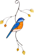 Handmade Bluebird Stained Glass Suncatcher - Unique Indoor/Outdoor Decor