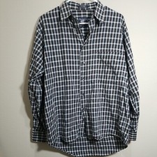 Vtg Burberrys Nova Check Plaid Button Shirt Navy Made In USA 90s Adult