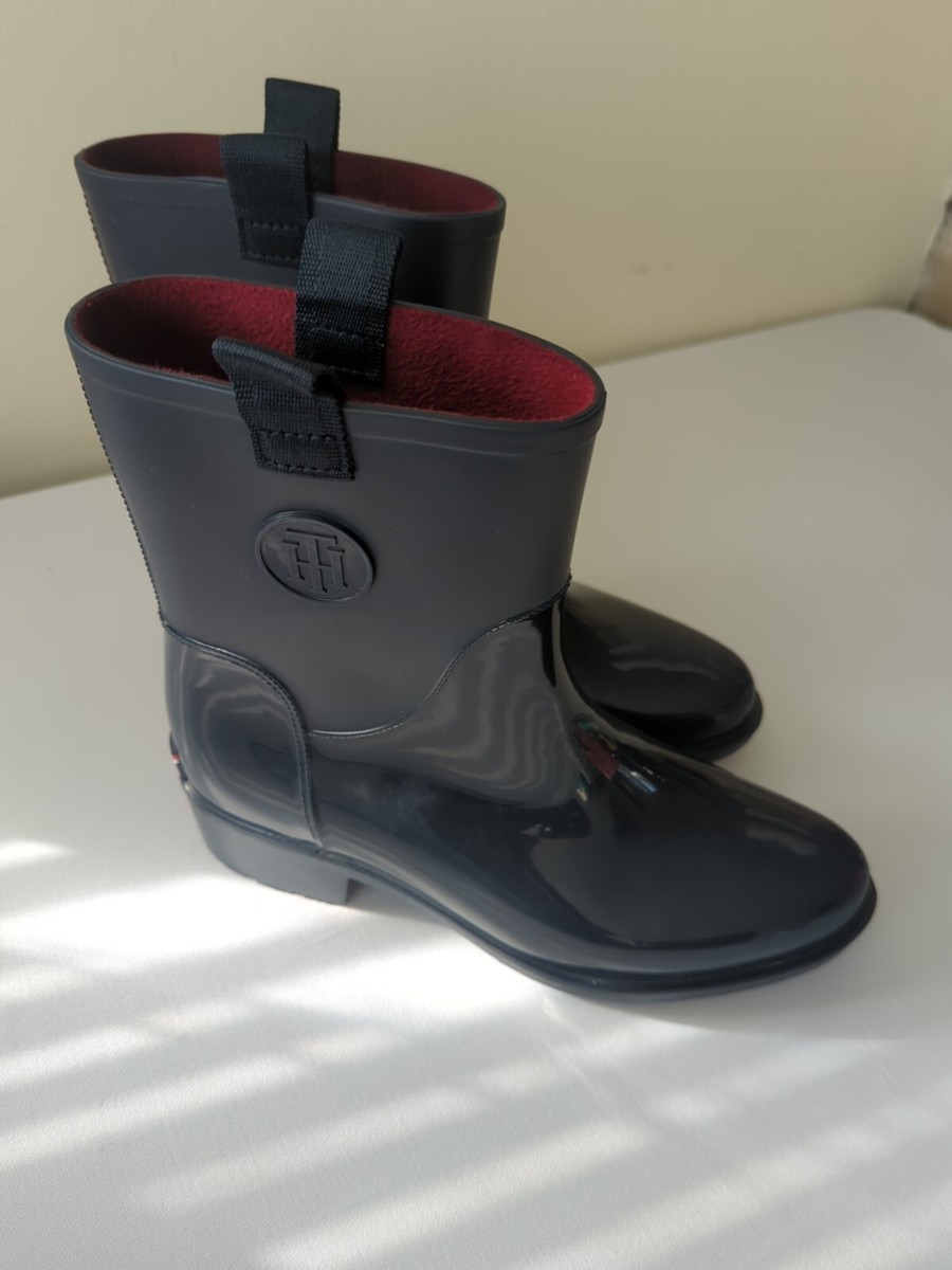 Tommy Hilfiger Khristie Blue Patent Rain Boot Size 8M