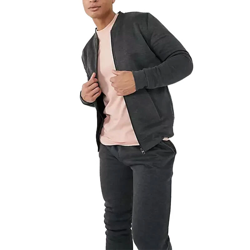 NEW Mens Tracksuit Set Full Zip Fleece Sweatshirt Jogger Winter Sportswear Plain - Image 4 of 4