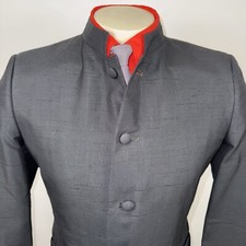 Vintage Curlee Tuxedo Suit Jacket Band Collar Mandarin Coat 1960s Mens 38 Small