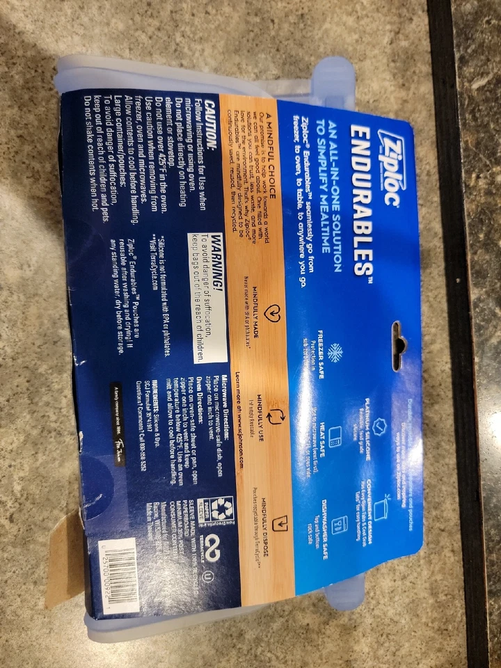 Ziploc Endurables Large Pouch Half Gallon 64 fl oz Reusable Silicone New 8.6x9 - Image 2 of 2