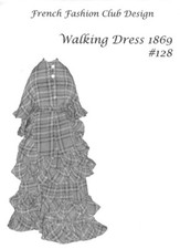French Fashion Walking Dress 1869 Pattern 128 for Doll.