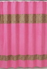 CHEETAH PINK ANIMAL PRINT GIRLS FABRIC BATH SHOWER CURTAIN SWEET JOJO DESIGNS
