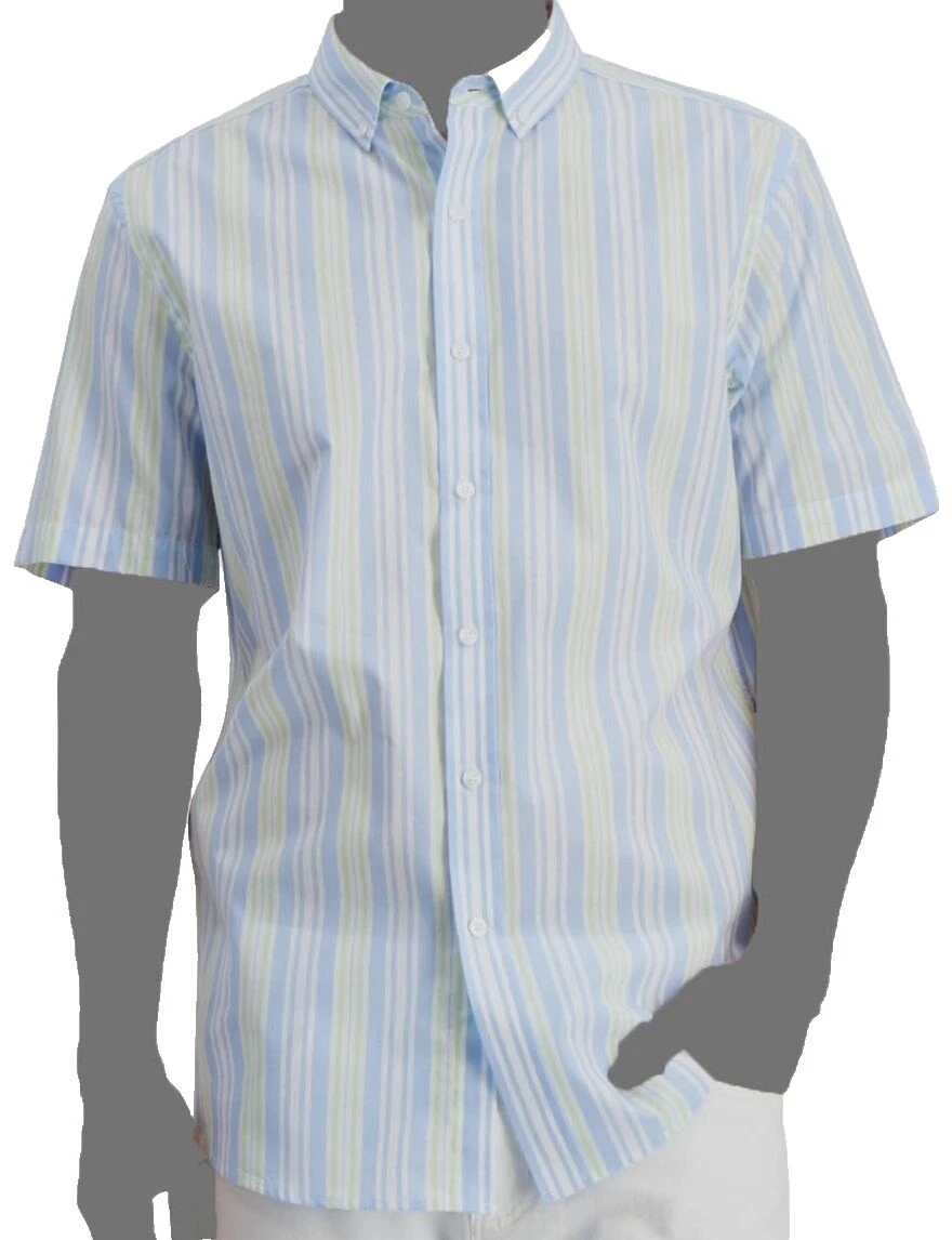 Botón informal de algodón a rayas Club Room-Down Shirts for Men