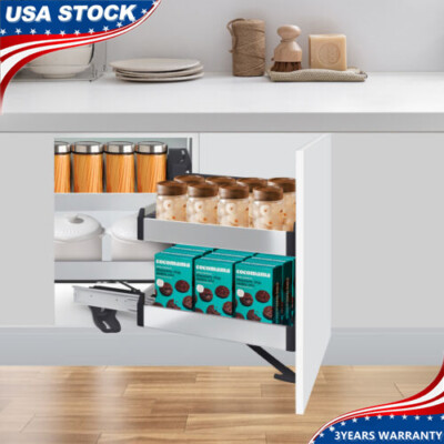 2 Tiers Blind Corner Cabinet Pull-out Organizer Slide Out Kitchen Organizer NEW