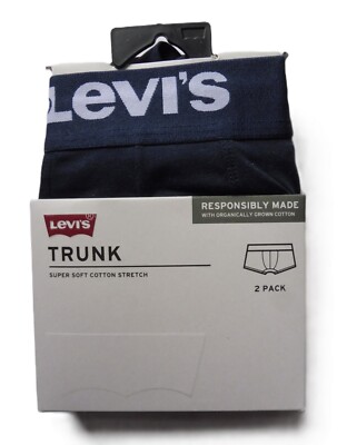 Levi's Herren Trunk Slip Cotton Stretch 2 Stück Größe XL - NAVY oder MITTELGRAU