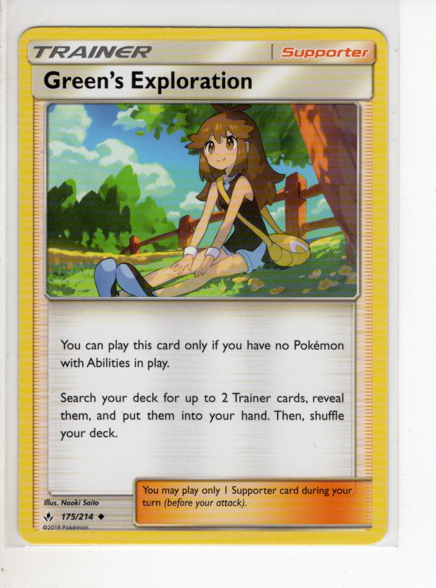 GREEN'S EXPLORATION TRAINER UNBROKEN BONDS SET POKEMON CARD 175/214 LP
