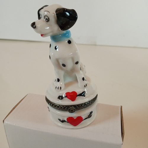 Dalmatian Trinket Box Valentine Ceramic Red Love Heart Dog Spots Puppy NOS NIB - Picture 5 of 7