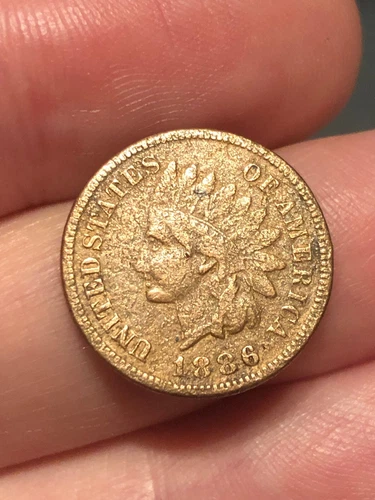 1886 Indian Head Cent Penny, Variety 1, Var 1, T1, Type 1- Fine/VF Details