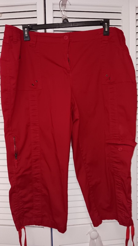 Style & Co Women Red Cargo Pants Capri 20w