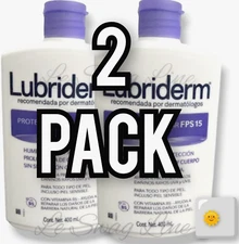 2 Pack Body Creams Lubriderm with UV 15 Sun Protection 400 ml each