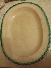 PIATTO OVALE FINE 800 orlo verde TIPO Galvani CERAMICA DAVENPORT ANCORA INCUSSA