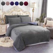 3 Piece Micromink Sherpa Comforter Set Korean Blanket Queen/King/Cal King Sizes