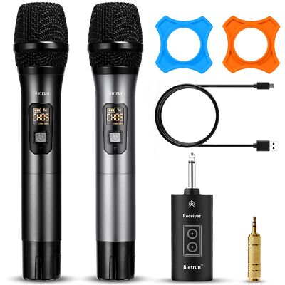 Wireless Microphone with Bluetooth Professional UHF Dual Handheld Dynamic Met...