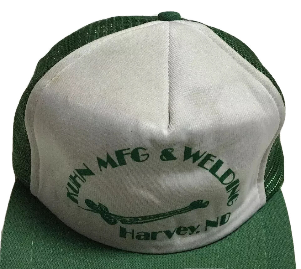 Vtg Kuhn Manufacturing And Welding Trucker Hat Harvey North Dakota Cap Building View 2