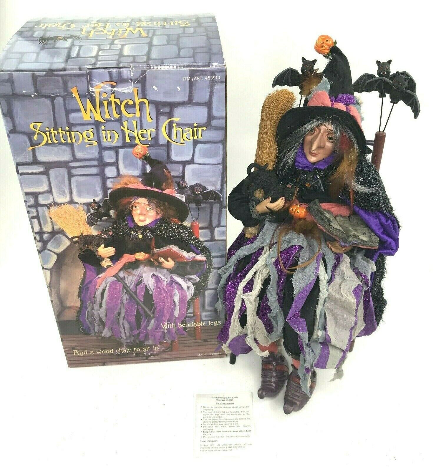 Costco Witch Doll in Wood Chair Halloween Decor Decoration Prop ...