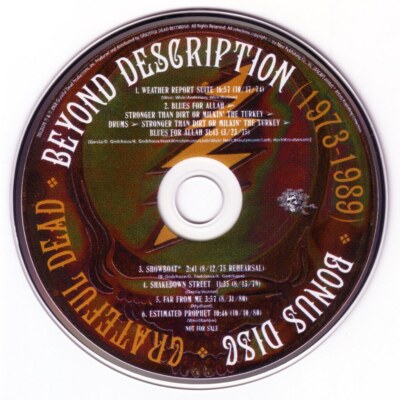 Grateful Dead Beyond Description Bonus Disc CD ( 1973 - 1989