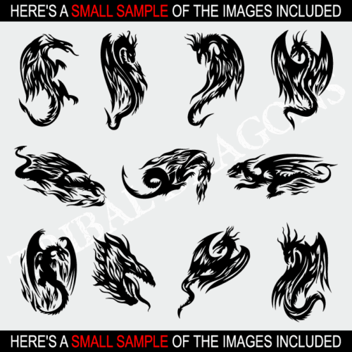 TRIBAL DRAGONS CLIPART -VECTOR CLIP ART-VINYL CUTTER PLOTTER IMAGES GRAPHICS CD - Picture 2 of 6