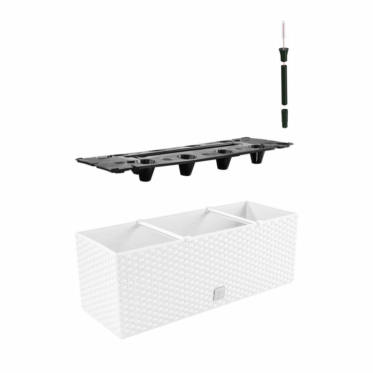 PAFEN 2in1 Set 2x Fioriere Da Balcone Fioriere Effetto Rattan 4x Colori Vaso Da Fiori (antracite - Foto 3