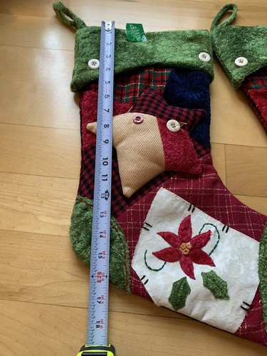 Vintage 3D CHRISTMAS STOCKING Fireplace Decor Poinsettia And Star New With Tags - Picture 5 of 7