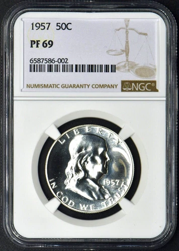 1957 50C Franklin NGC PF 69 ✪COINGIANTS✪