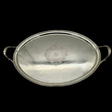 Antique George III Silver Oval Tray London 1800 Solomon Hougham
