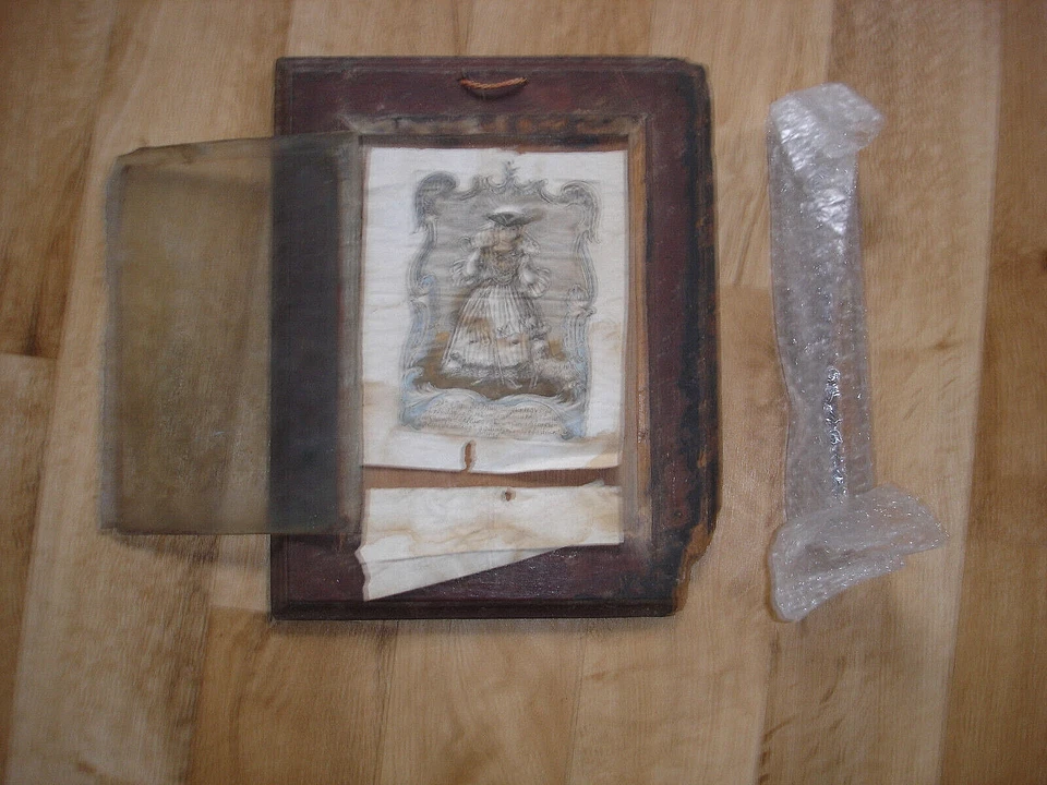 Orig. Frankreich Flugblatt Werbeblatt ca. 1750 König Ludwig Holzrahmen Loius XV - Bild 1 von 2