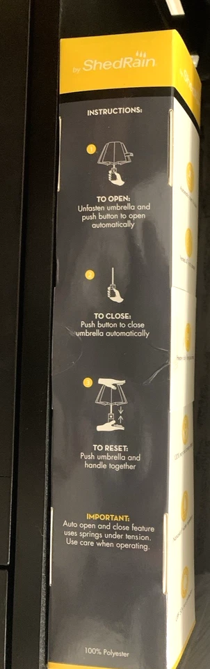 Paraguas ventilado ShedRain automático abierto/cerrado, marco de fibra de vidrio de alta resistencia NEGRO Foto 3 de 4