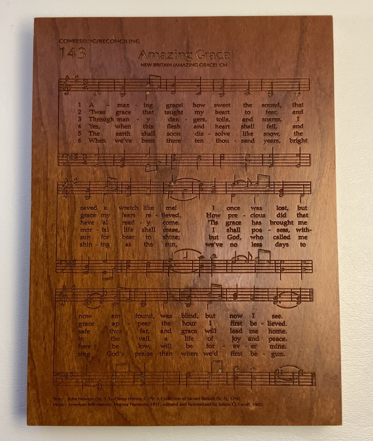 Amazing Grace Wooden Plaque - P. Graham Dunn Laser Engraved Wood Hymn Religious