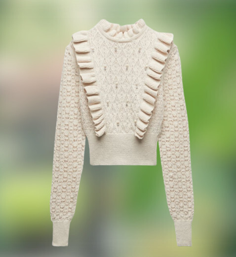 Knitted Jumper Ruffle Jumper Zara ZARA Pompom Knit Ruffle Vest Sweater