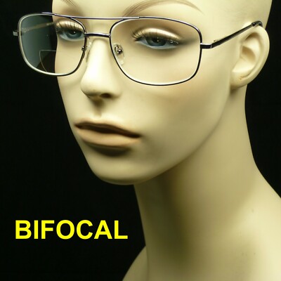 Bifocal reading glasses large lens pilot spring temple hinge metal new men women