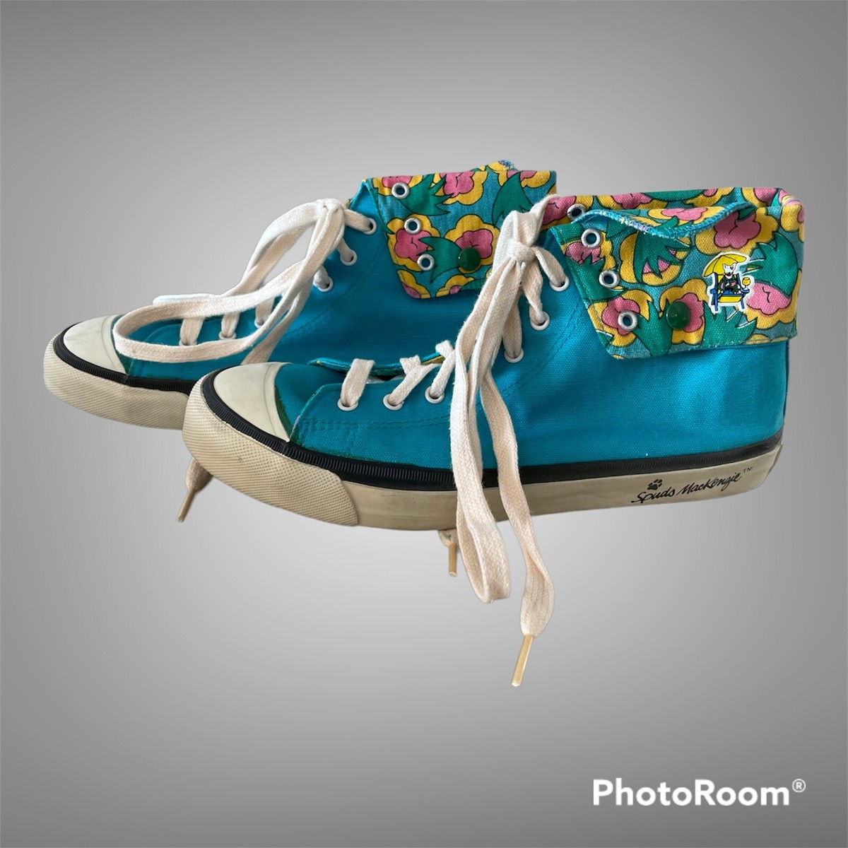 Vintage 1986 Blue Spuds Mackenzie High-top Unisex Shoes 8.5