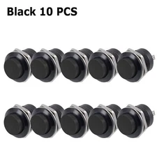 10 PCS 16mm Push Button Switch Non-Lock Momentary Open Round 2 Pins Metal