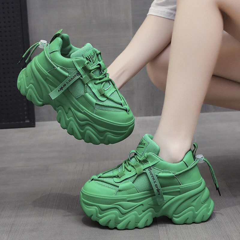 Women Platform Shoes Ladies Fashion Lace Up Chunky Heel Sport Shoes Sneakers