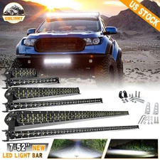 Slim Curved 20 26 32 38 44 50" LED Light Bar Single Row Off Road Driving ATV SUV