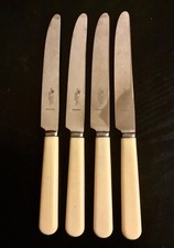 TAYLOR'S EYE WITNESS 4 DESSERT KNIVES 7 7/8" Sheffield  ImitationBoneHandles GC