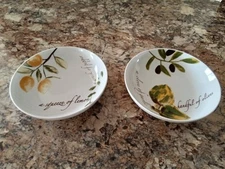 Set of 2 Mikasa Tuscan Countryside Pasta Salad Soup Bowls 8" Lemon Olives Garlic