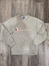 Vintage Champion Crewneck Sweatshirt Gray Spell Out Men's Small Made in USA
