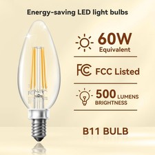 Flaspar E12 LED Candelabra Bulbs – 6W (60W Equivalent), 600 Lumens, 3000K Soft White, Non-Dimmable, 6-Pack For Chandeliers & Ceiling Fans
