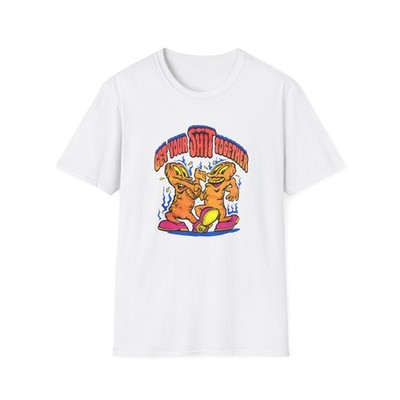 1970s graphic ''get your sh*t together'' two sh*ts shaking hands tshirt
