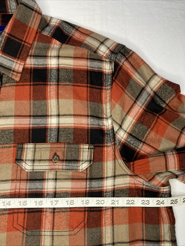 George flannel shirt men's xl brown plaid long sleeve - Picture 6 of 7