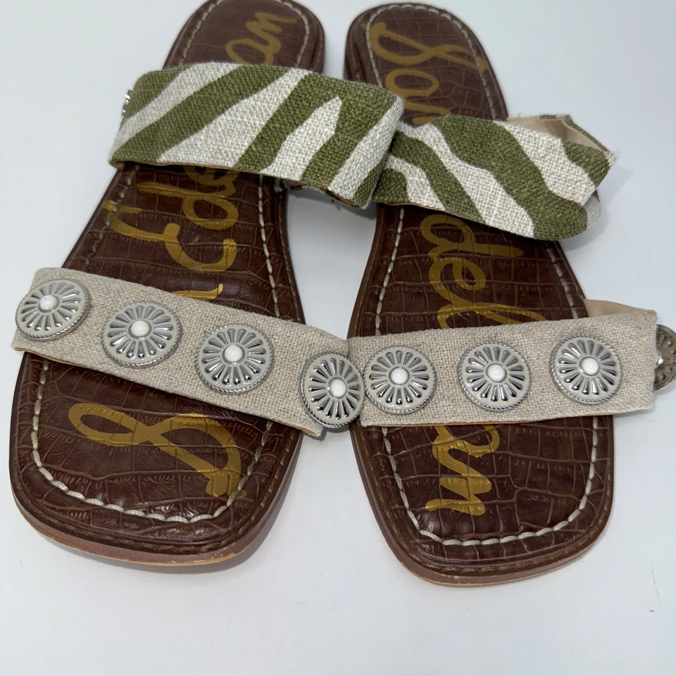 Sam Edelman Hera Soft Fern Natural Slip On Open Toe Embellished Sandals Size 10 - Image 2 of 4