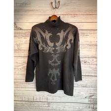 Vintage Outlander Lambswool Angora Embellished Mock Neck Tunic Sweater L NWT