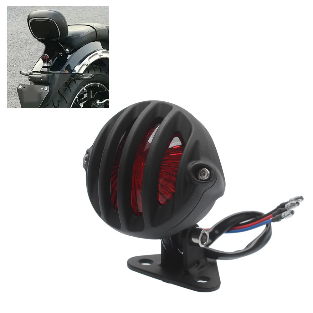 Aluminium Red Retro Brake Tail Light Black Grille Fit For Ha